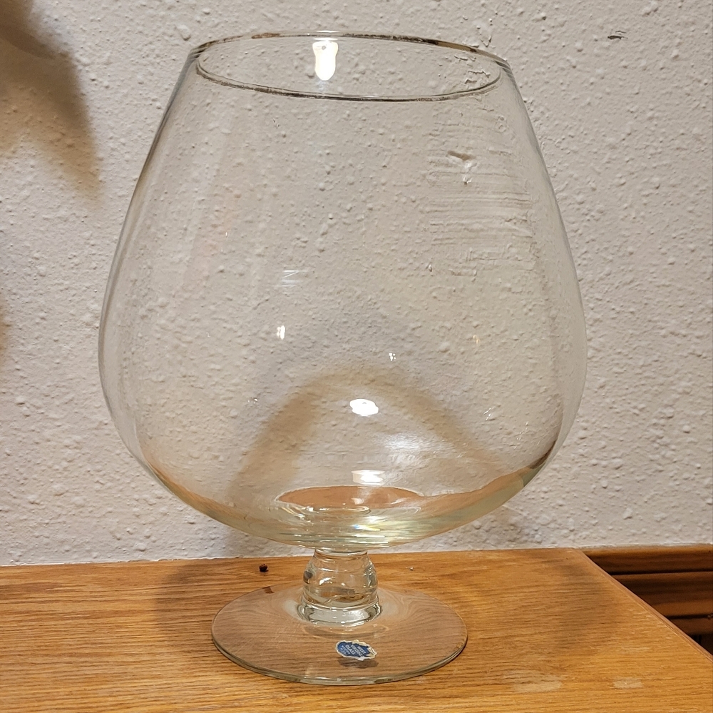 Vtg West Virginia Glass Co. Silver Trimmed Footed Pedestal Large Crystal Goblet